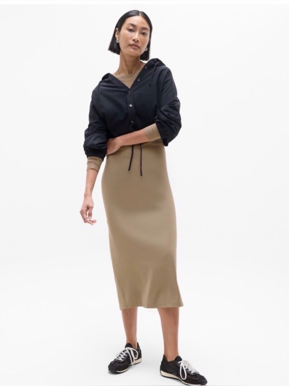 ATHLETA Be Free High Rise Maxi Skirt Brownstone Size XS Powervita Stretch